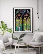 Banksy - Museum-Poster Glasmalerei in Kirche - Graffiti