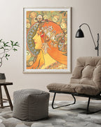 Alfons Mucha - Bohemian redhead woman with signs