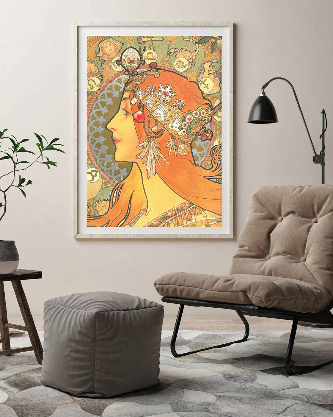 Alfons Mucha - Bohemian redhead woman with signs