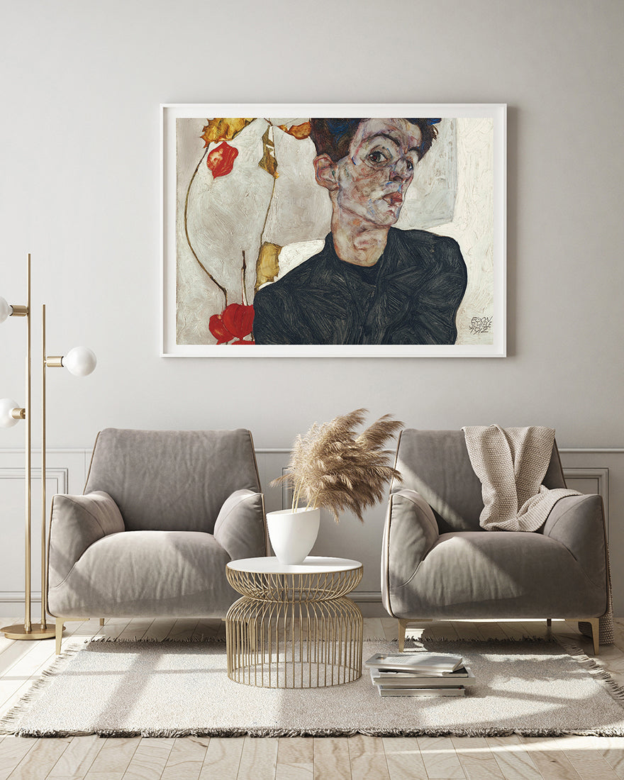 Egon Schiele - Selbstportrait mit Physalis