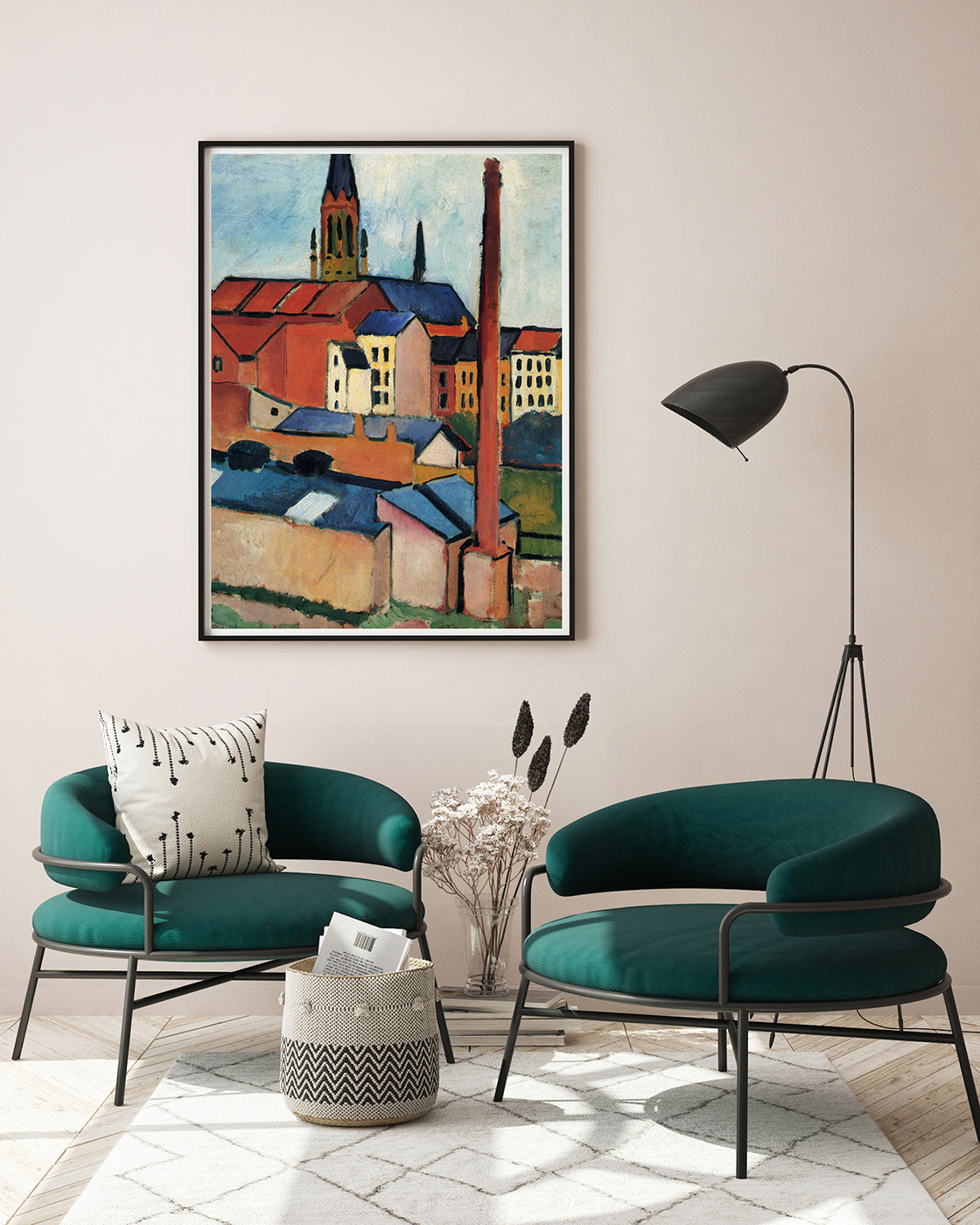 August Macke - Marienkirche mit Häusern und Schornstein