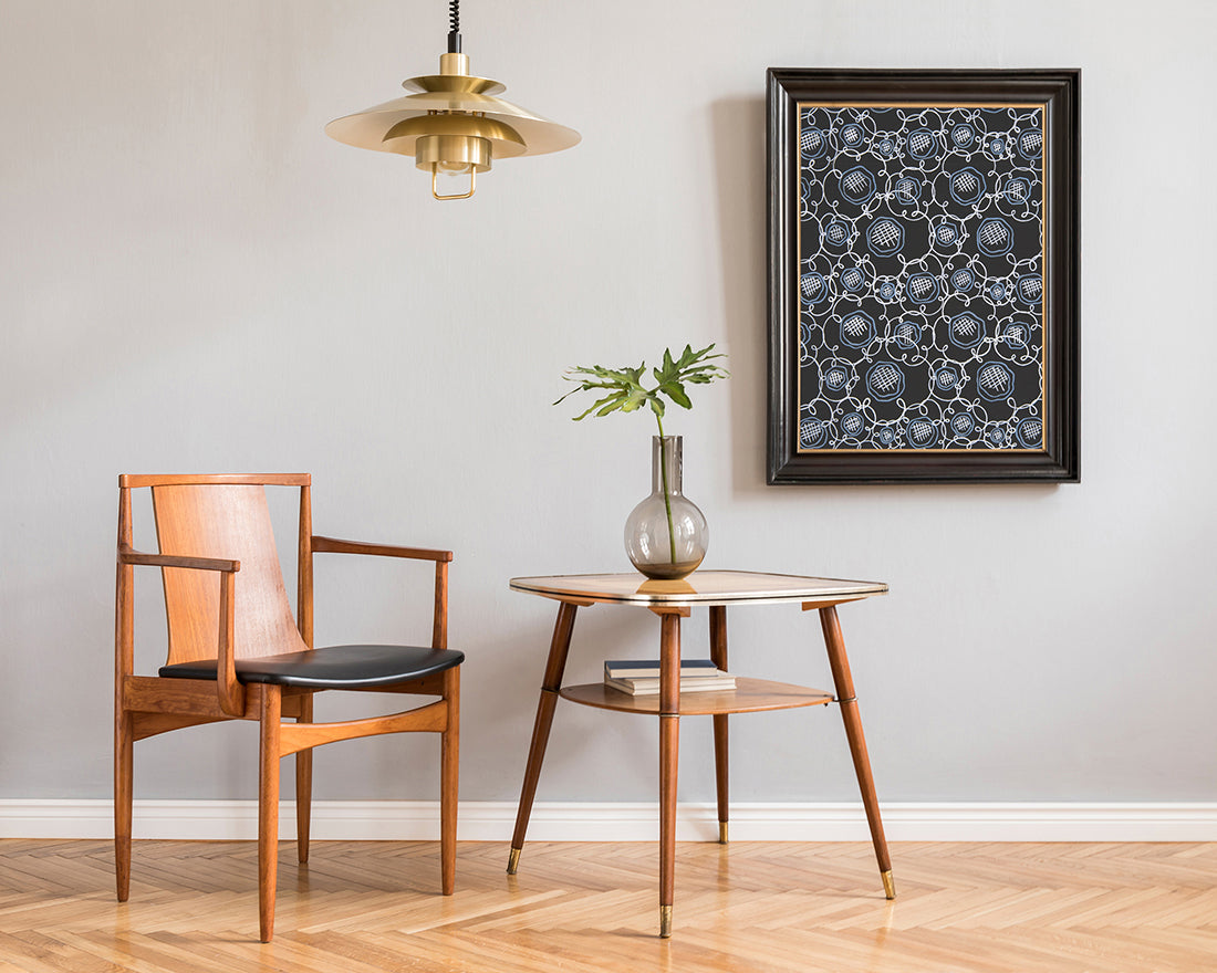 Paul Poiret zugeschrieben - Stoffdesign mit blauen Blumen