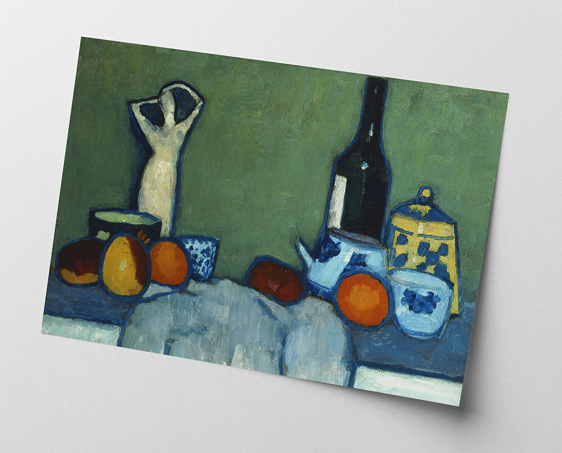 Alexej von Jawlensky - Stilleben mit Früchten, Figur, Flasche