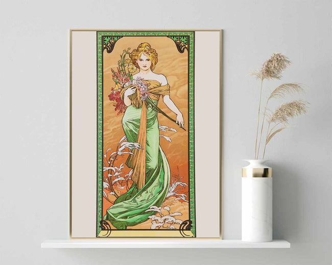 Alfons Mucha - Bohemian beauty in green dress Main Image