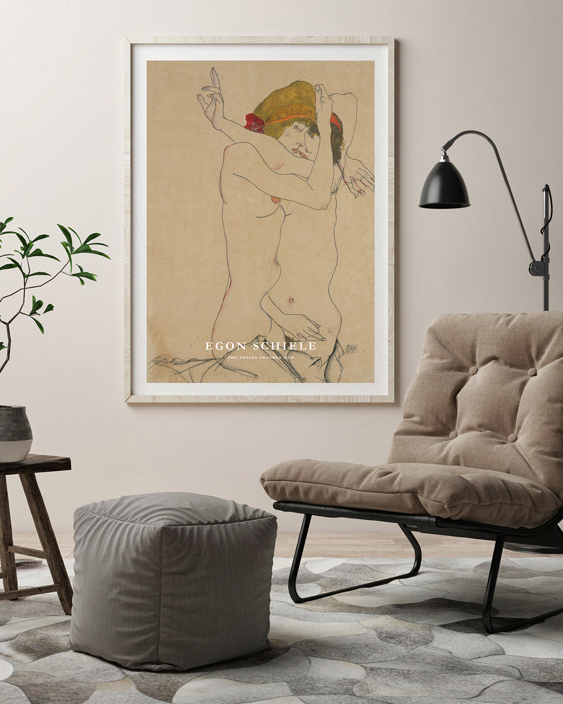 Egon Schiele - Museum-Poster II Zwei Frauen umarmen sich