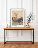 Katsushika Hokusai - Museum-Poster Hahn, Henne und Nadeshiko