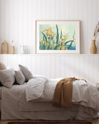 Katsushika Hokusai - Grashüpfer und Iris (Gelbe Blumen)