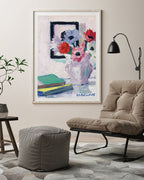 Francis Campbell - Stillleben - Anemonen in der Vase mit grünem Buch