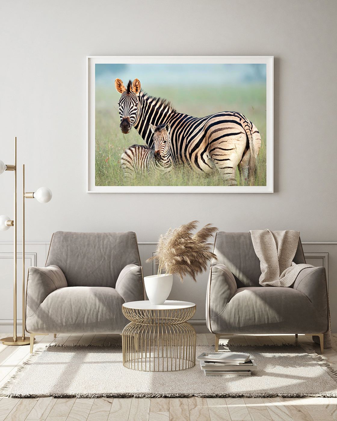 Zebra-Mama und Junges