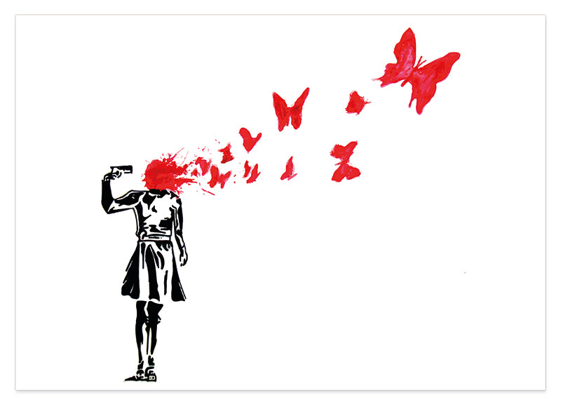 Banksy - Banksy Suicide Girl Butterflies Mädchen Schmetterlinge Street Art