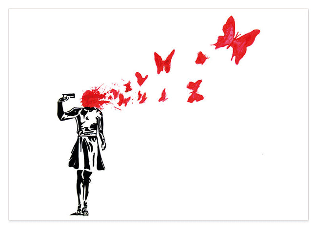 Banksy - Banksy Suicide Girl Butterflies Mädchen Schmetterlinge Street Art Hover Image