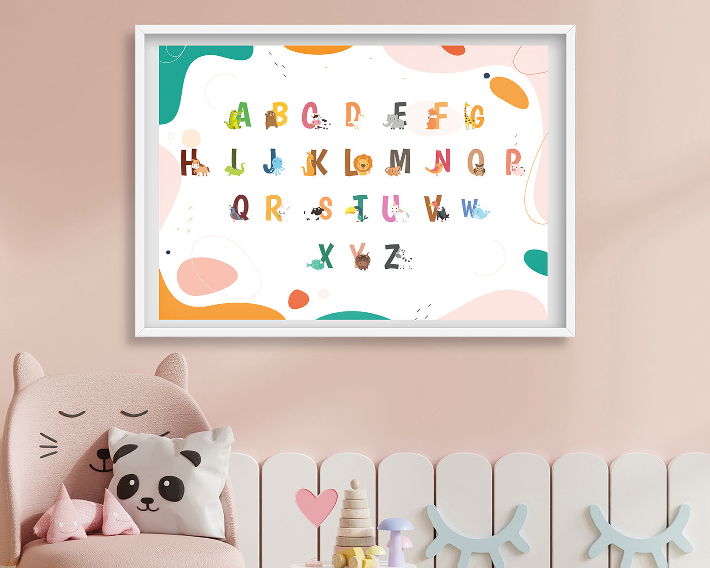 ABC Lernbild, Englisch Lernen, Dekoration für Zuhause oder Kindergarten