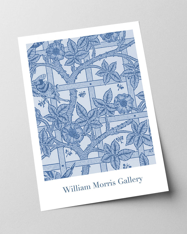 William Morris Jagd - Museum-Poster Rosen und Vögel in blau Main Image