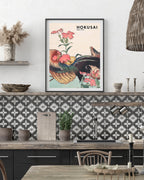 Katsushika Hokusai - Museum-Poster II Hahn, Henne und Nadeshiko