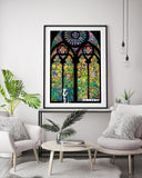 Banksy - Museum-Poster Glasmalerei in Kirche - Graffiti