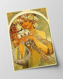 Alfons Mucha - Frau mit Blumen auf Kopf