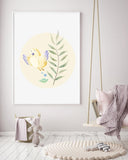 Gelber Vogel, Süße Wasserfarben-Zeichnung, Kinder und Baby Dekoration