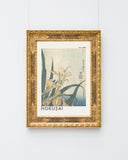 Katsushika Hokusai - Museum-Poster I Grashüpfer und Iris (Gelbe Blumen)