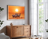 Zebras bei Sonnenuntergang