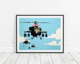 Banksy - Hubschrauber mit pinker Schleife Helicopter Graffiti Street Art