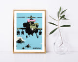 Banksy - Museum-Poster Kampfhubschrauber mit rosa Schleife