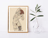 Egon Schiele - Museum-Poster II Stehender Akt In Schwarzen Strümpfen