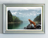 Hund in Berglandschaft