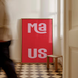 Maus Typografie Poster in Rot und Pink