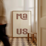 Maus Typografie Poster in Beige